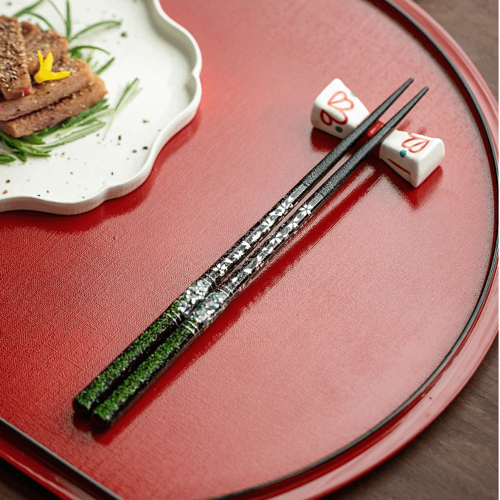 Handcrafted chopsticks with intricate inlay designs