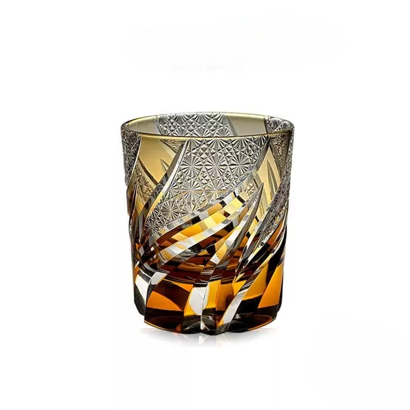 Ripple design Edo Kiriko whiskey glass, 280mL hand-carved crystal with vintage Japanese craftsmanship.