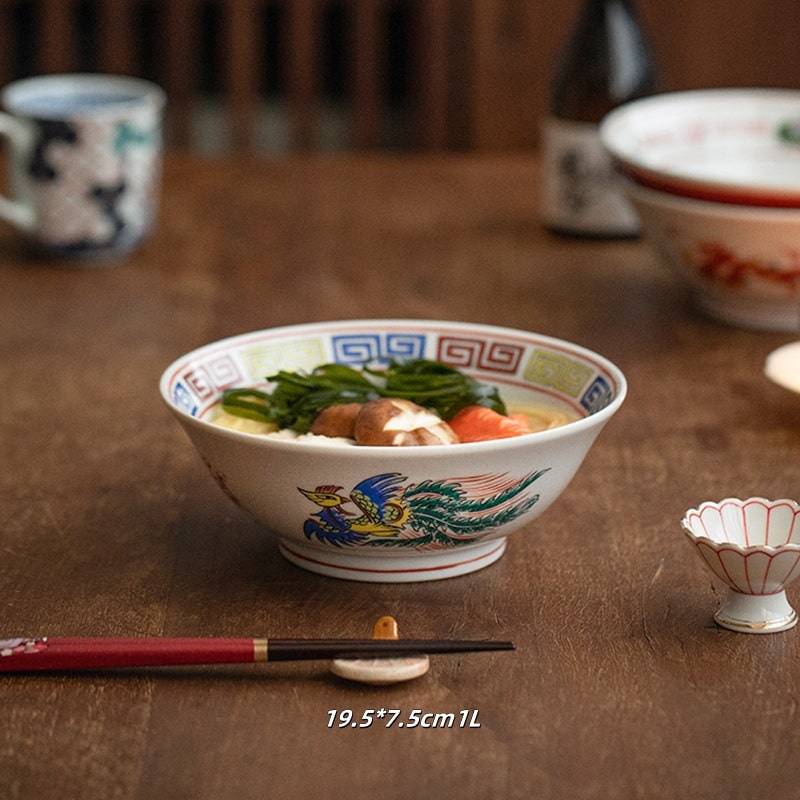 Dragon & Phoenix Porcelain Bowls – Elegant Asian Tableware