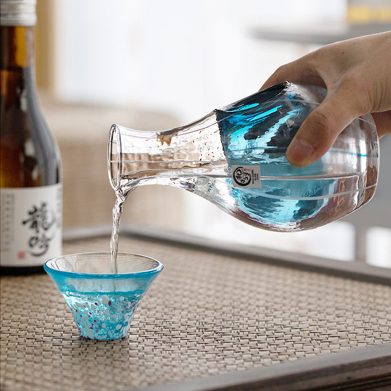 Japanese imported Sasaki glass sake decanter pouring