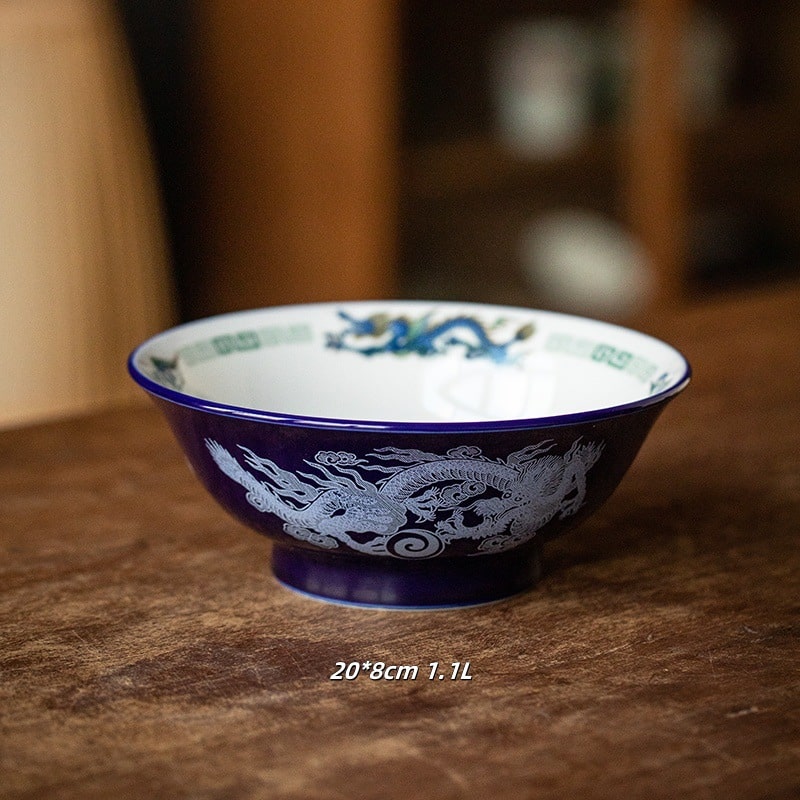 Dragon & Phoenix Porcelain Bowls – Elegant Asian Tableware