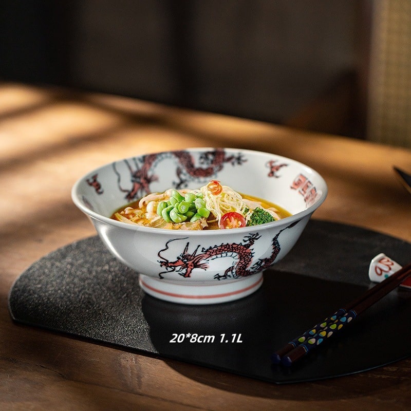 Dragon & Phoenix Porcelain Bowls – Elegant Asian Tableware