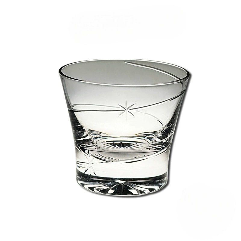 Hand-carved "Star Trail" crystal glass featuring delicate star motifs, ideal for whiskey or juice.