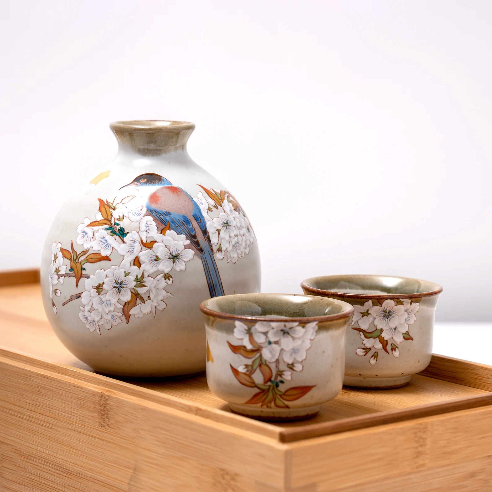 Elegant sake set with carafe and cups