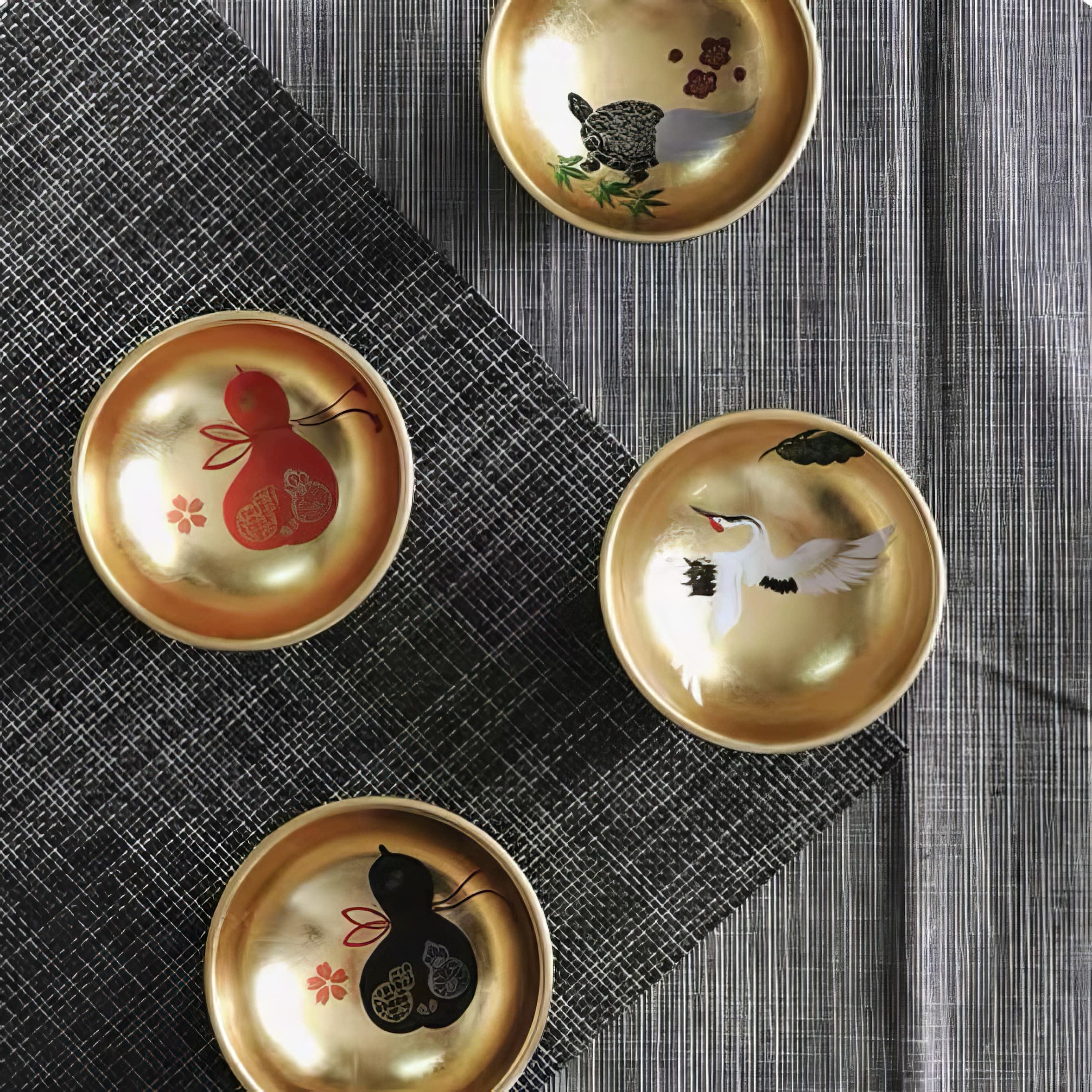 Japanese Lacquerware Sake Cup with Gold Leaf Interior
