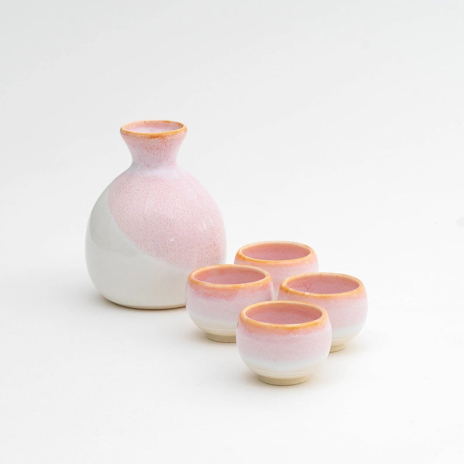 Soft-hued sake sets highlighting delicate hand-crafted finishes