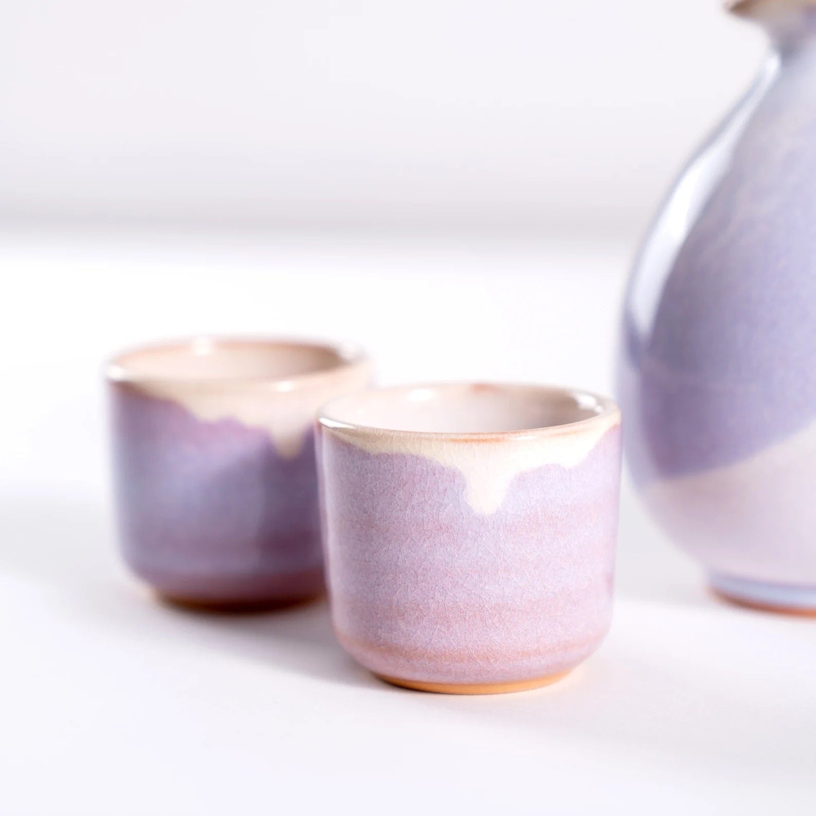 Minimalist set sake featuring a gracefully curved carafe