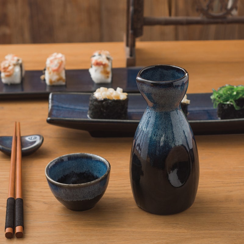 Artistic Dual-Tone Ceramic Sake Set
