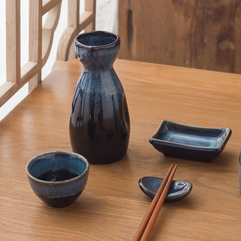 Elegant Sake Cup Set with Unique Glaze
